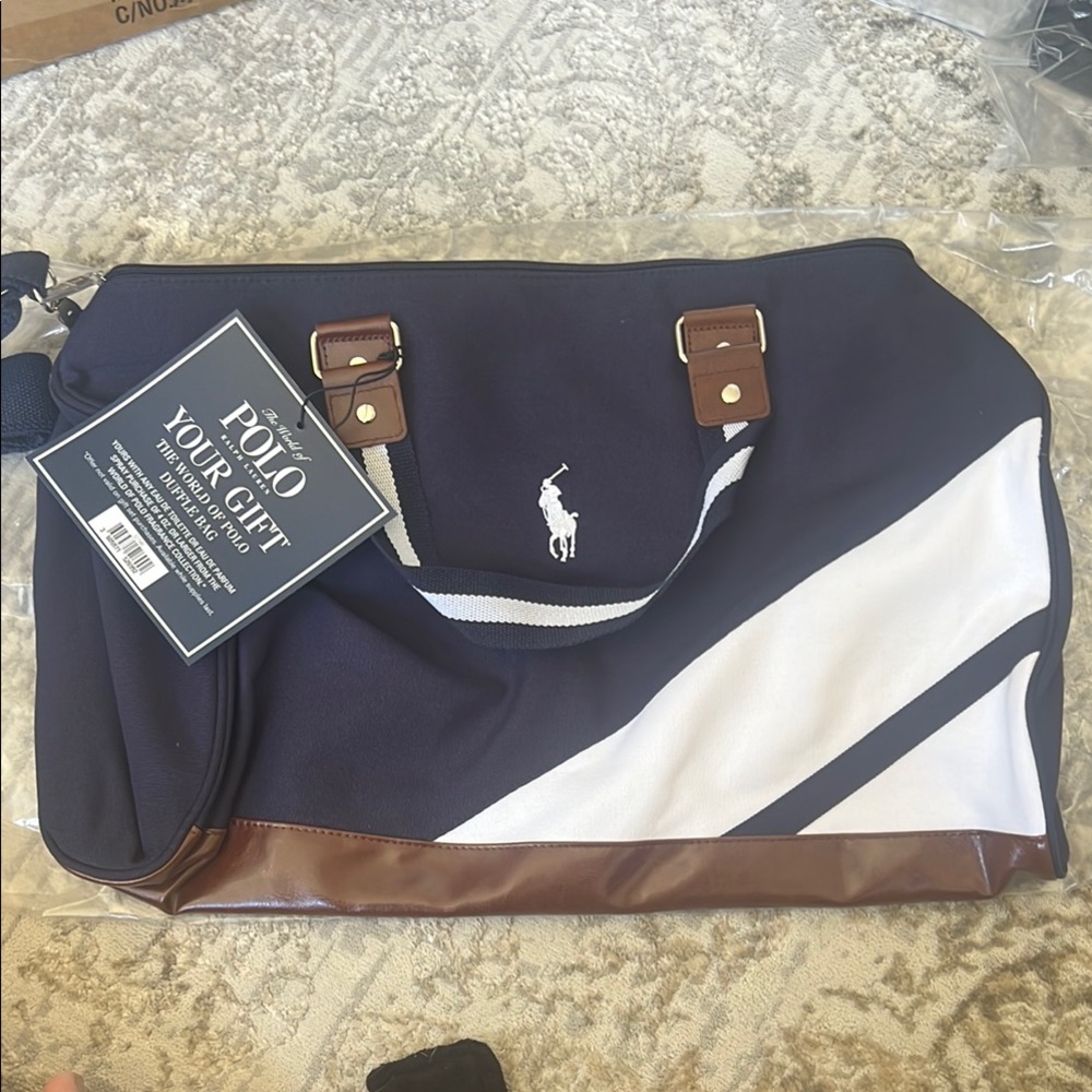 Polo by Ralph Lauren Navy and White Men's Bag